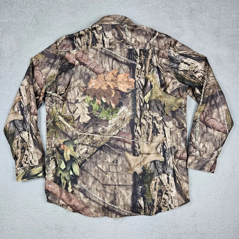 L.L. Bean Mens Large Tall Brown Camo Button‎ Up Shirt Mossy Oak Hunting Gorpcore